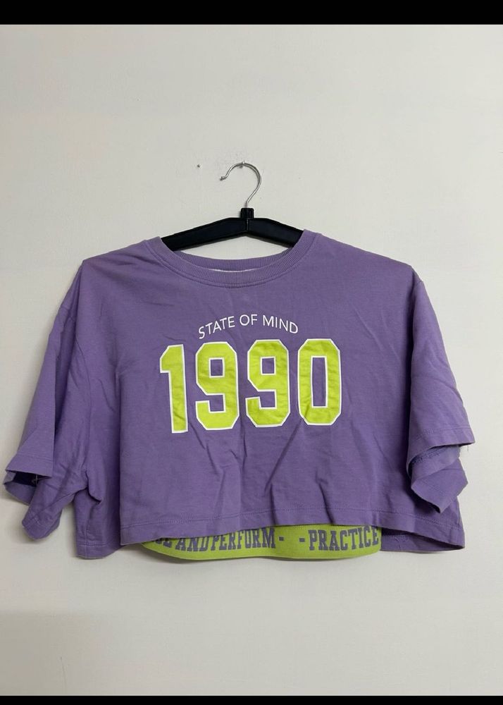 Purple "State of Mind 1990" Crop Top