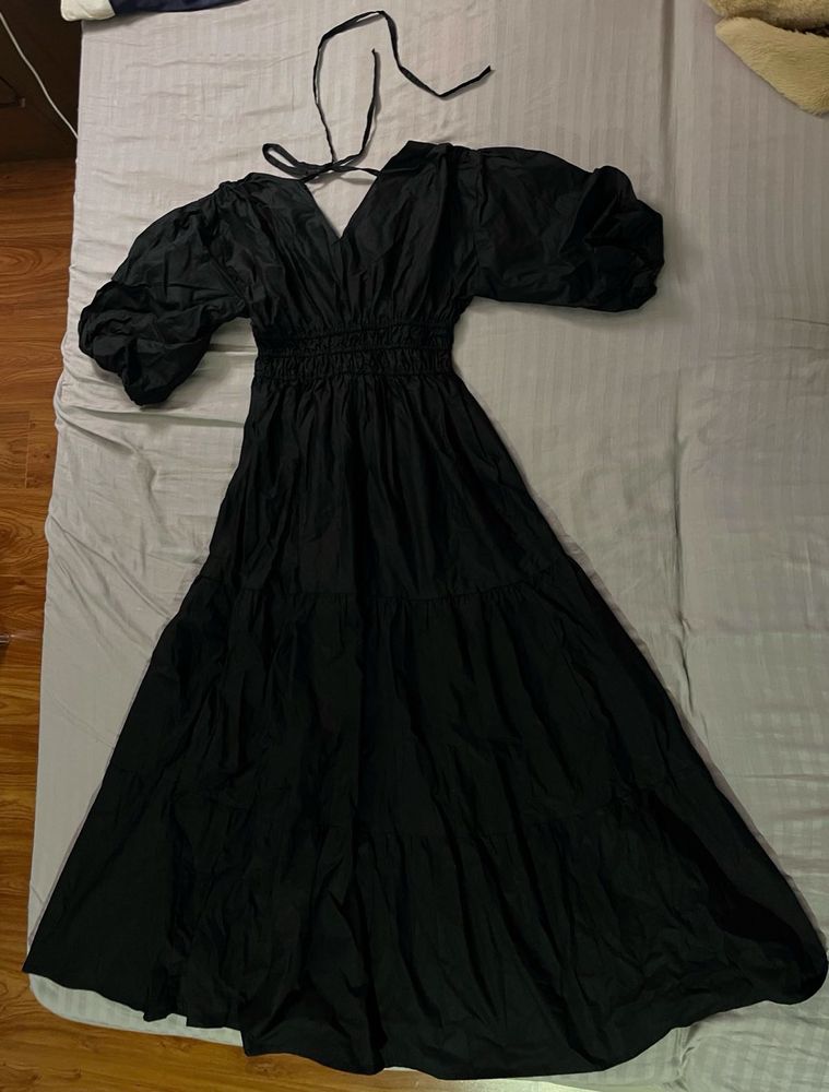 Gothic Witch Shirred Puff Dress