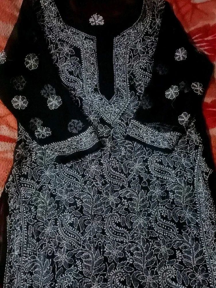 Elegant Black Chikankari Kurta