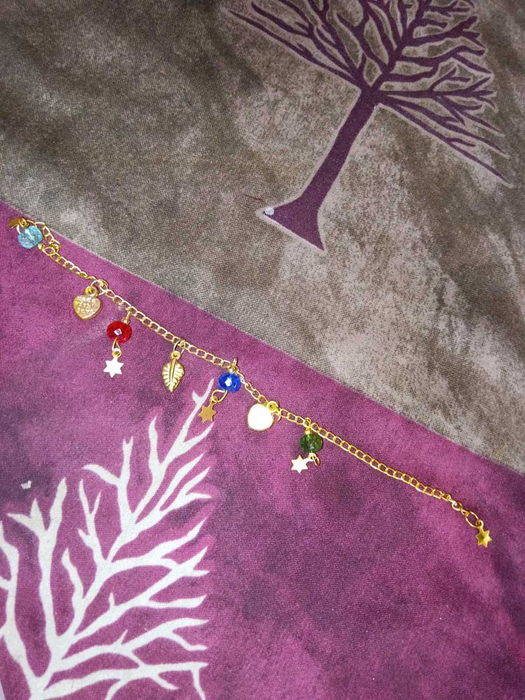 Gold Anklet with Charms