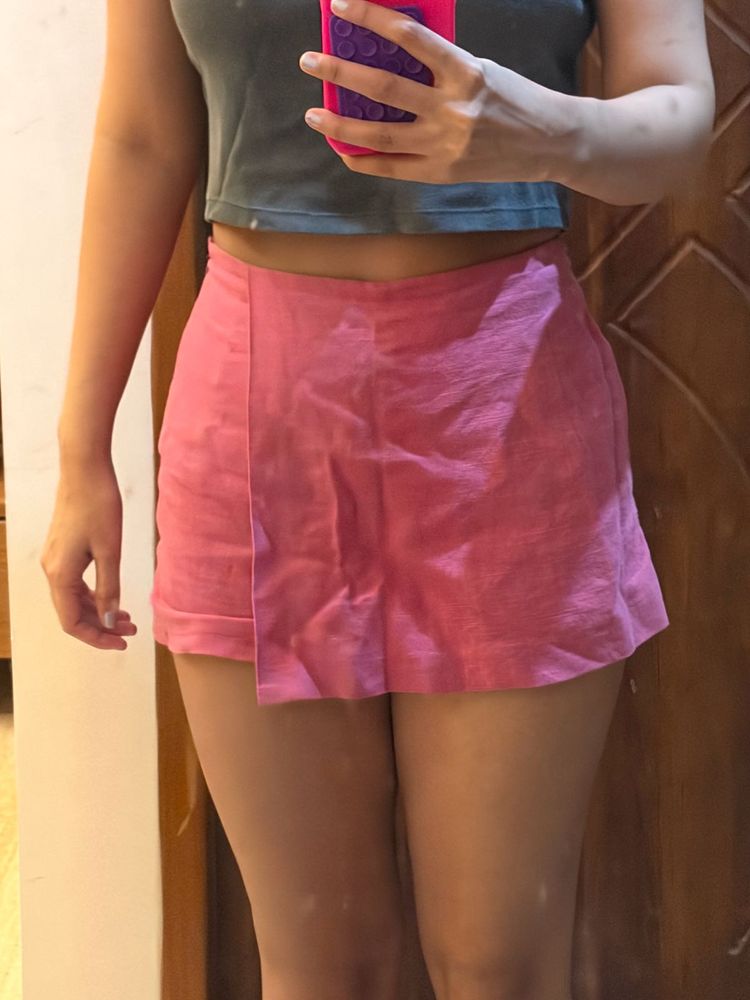 Pink High-Waisted Skorts