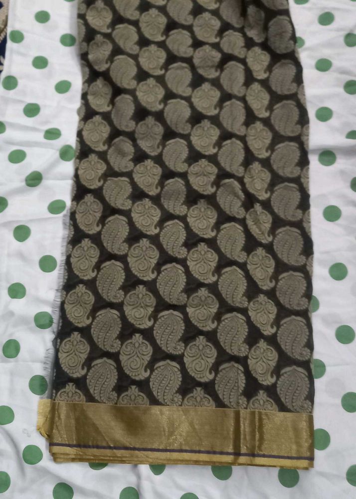 Paisley Print Saree with Gold Border