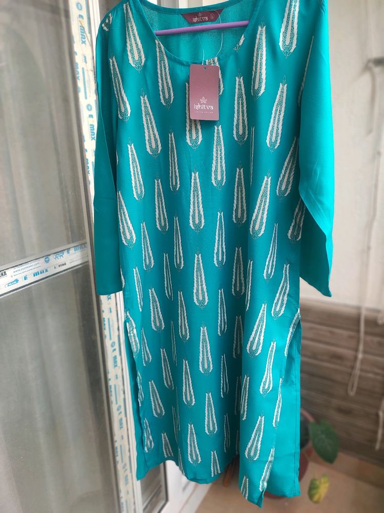 Branded Ishitva Kurti Sea Green Color