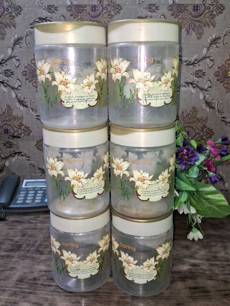 Vintage "Spring" Canister Set - 6 Pieces