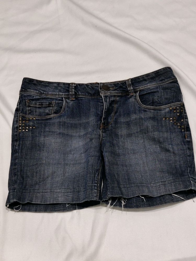 Studded Denim Shorts