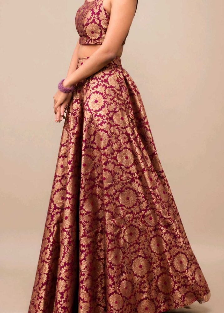 Elegant Brocade Lehenga Choli Set XSmall Size