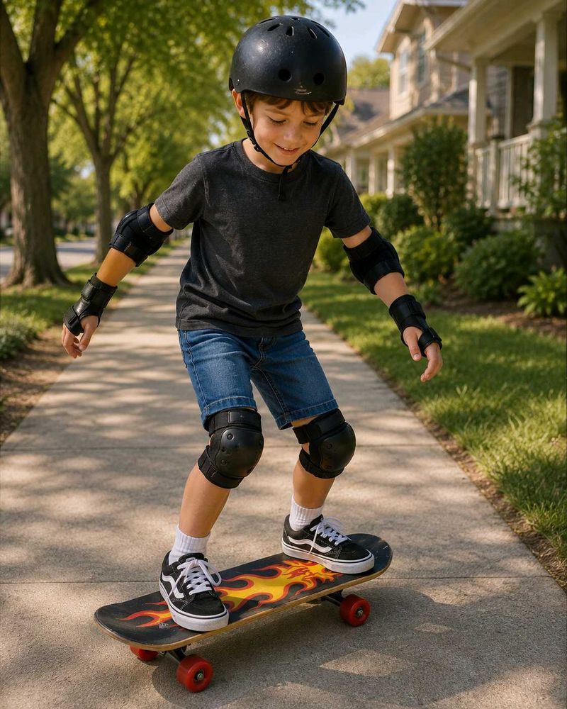 Flame Graphic Mini Skateboard for Kids &amp; Beginners