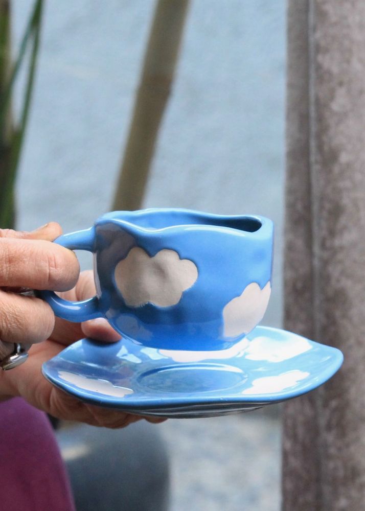 Cloudy Day Ceramic Teacup Set