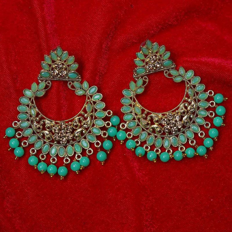 Heavy Stunning Teal Jhumka Earrings