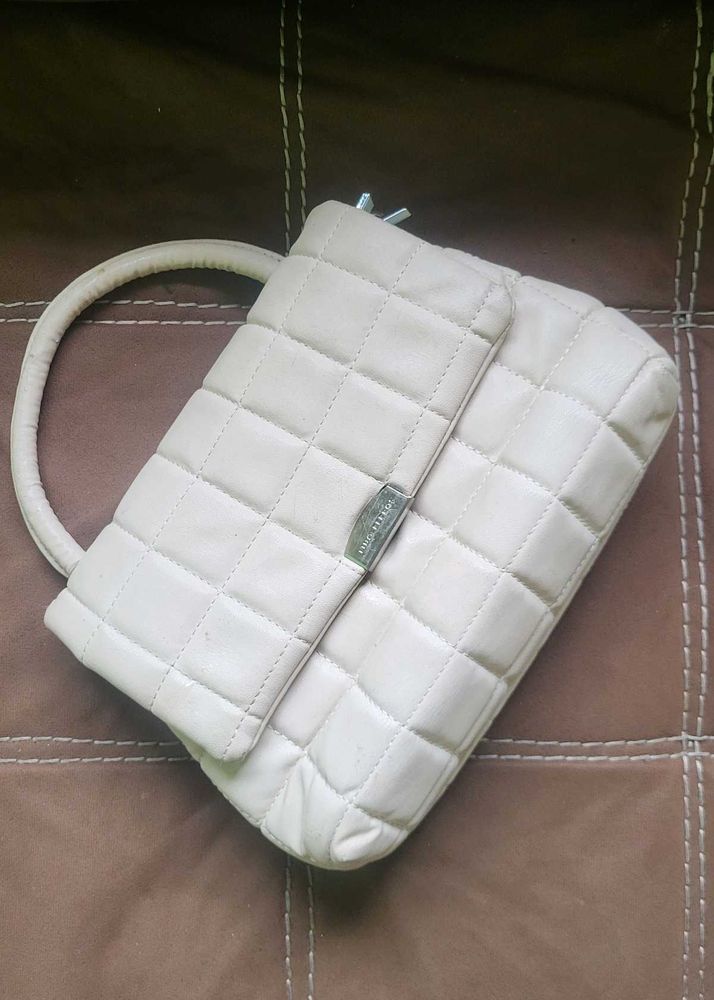 Chic Quilted Cream Handbag