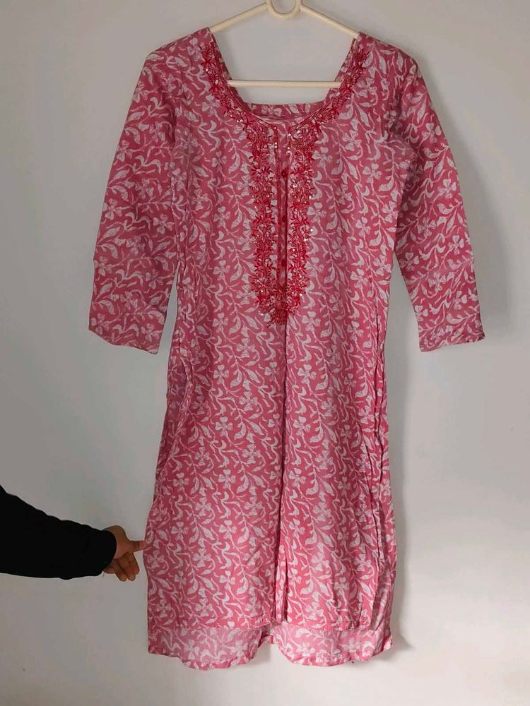 Pretty Pink Printed Kurta