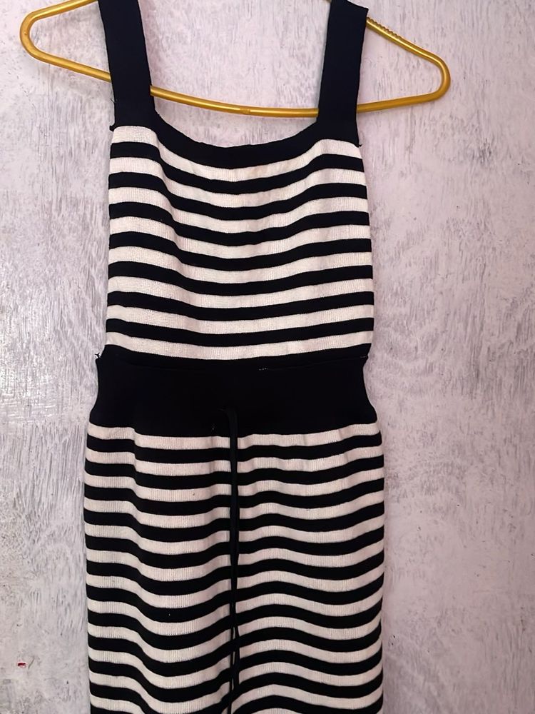 Striped Knit Jumpsuit Dress
