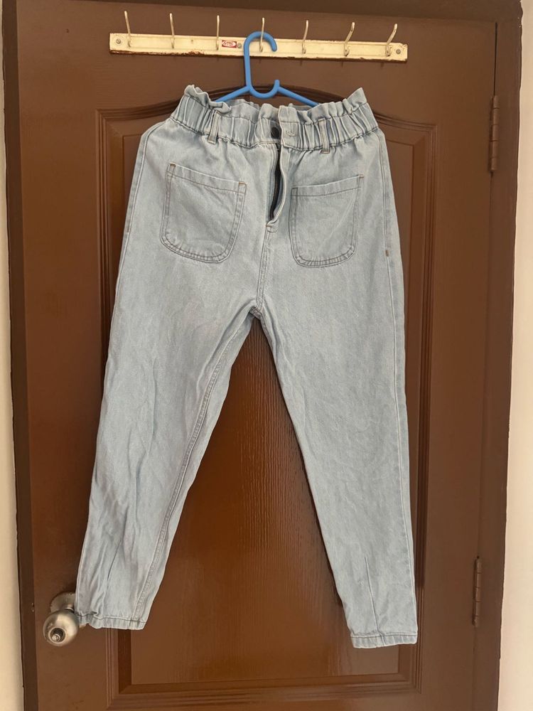 Light Blue Elastic Waist Jeans
