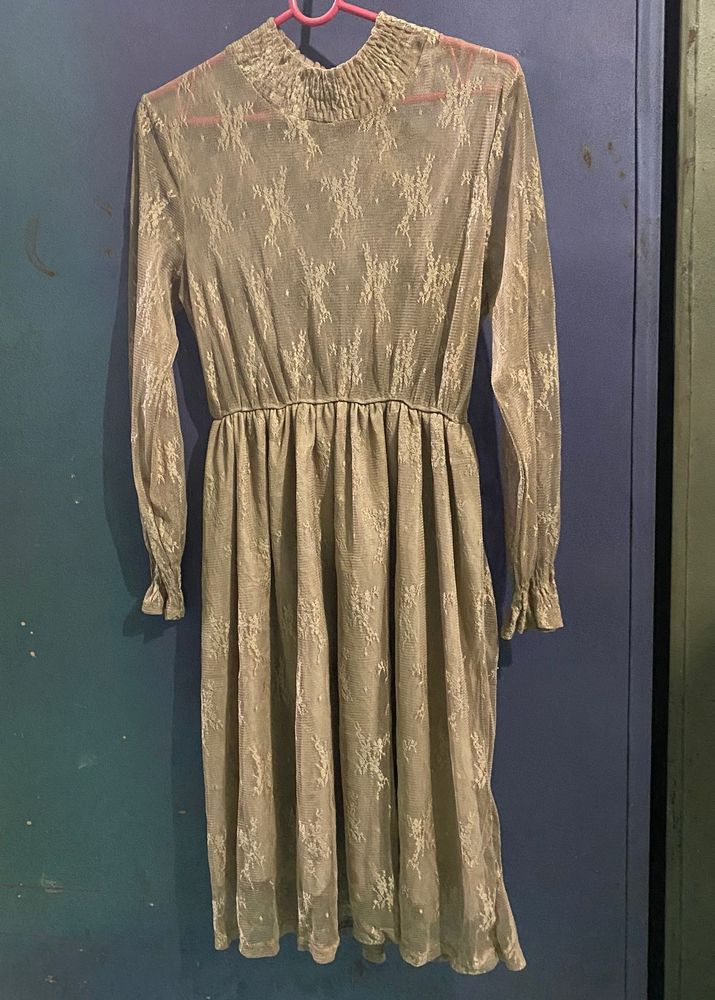 Elegant Lace Mock Neck Dress