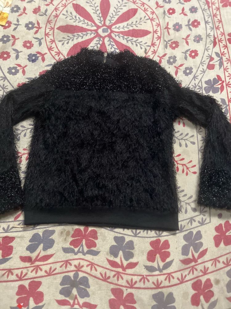 Cozy Black Faux Fur top Sweater