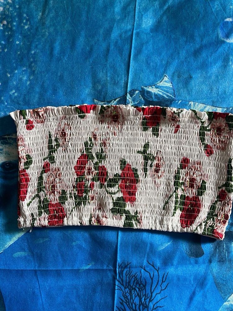 Smocked Floral Tube Top