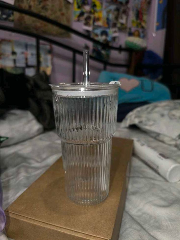 Vintage Fluted Glass Tumbler (without Straw)