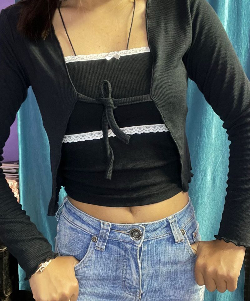 Cute outer with inner top