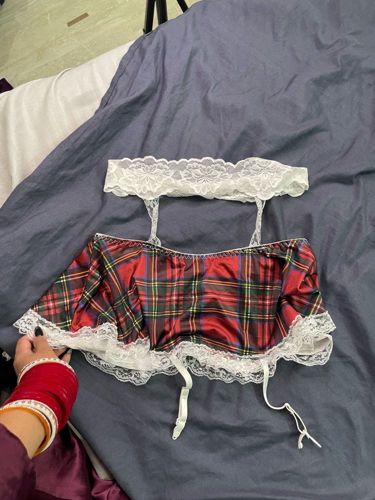 lace trim mini cosplay skirt