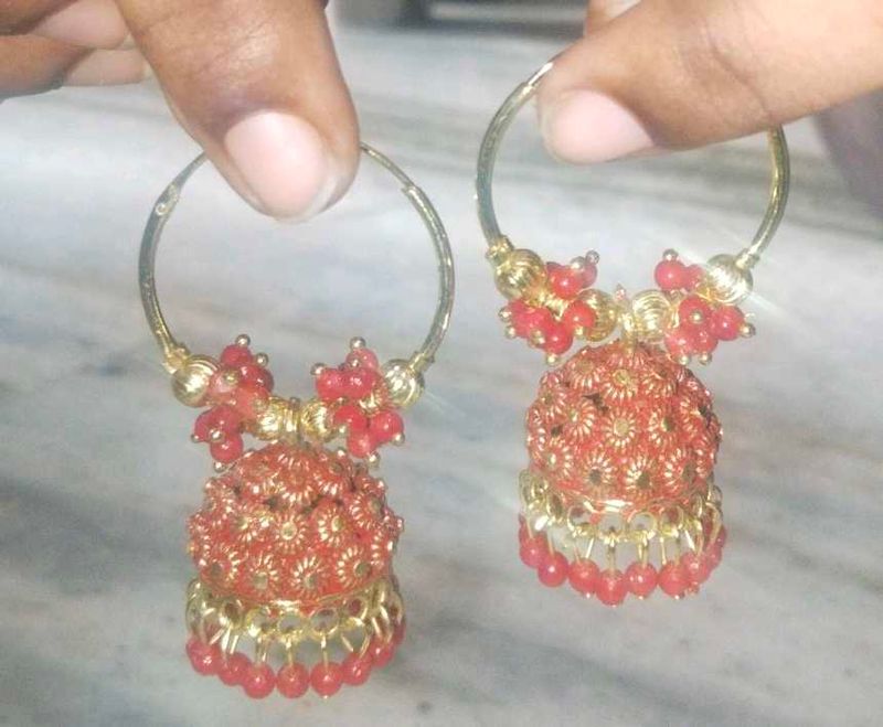 New Red Jhumka Earrings
