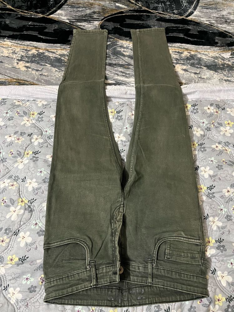 Olive Green Denim Jeans