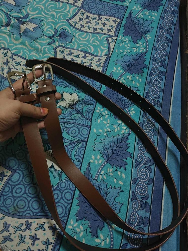 New Set of 2 Brown Leather Belts
