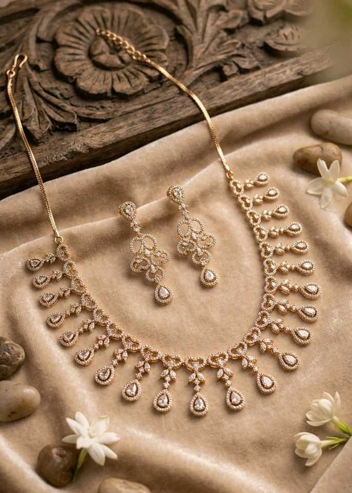 Rose Gold  Necklace &amp; Earring Set