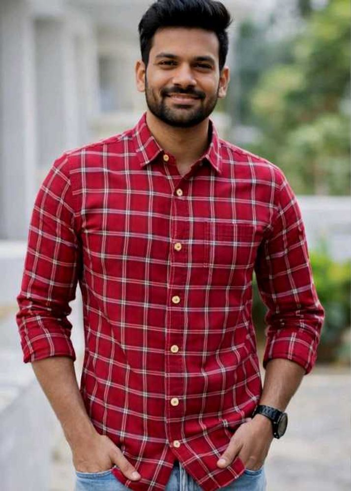 Classic Red Checkered Casual Shirt