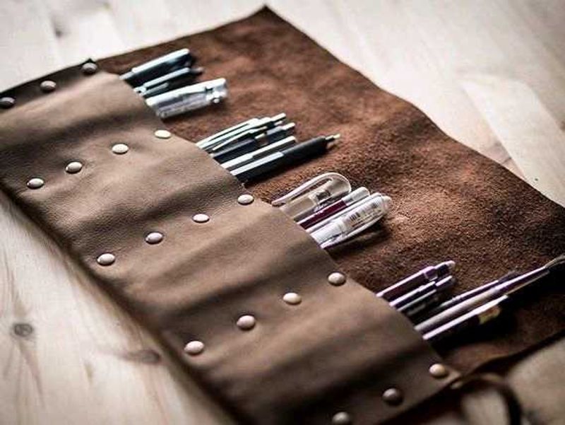 Brown Leather Pen/Pencil Roll