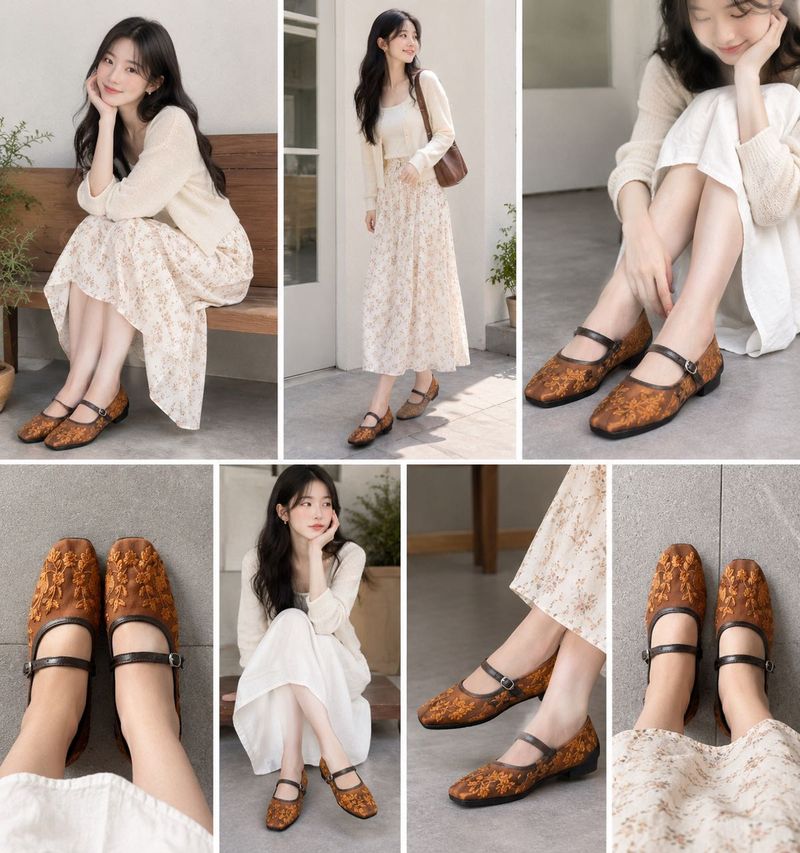 Ornate Embroidered Mary Jane Flats