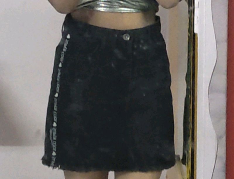 Black Denim Skirt