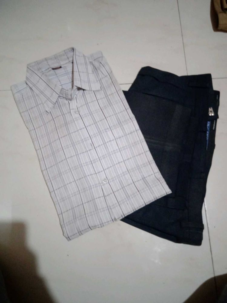 Men's Checked Shirt and Trousers Set