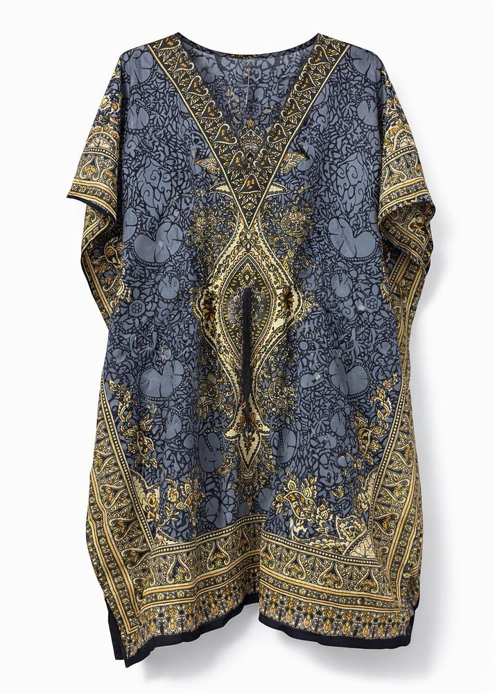 Boho Grey Kaftan Tunic Top