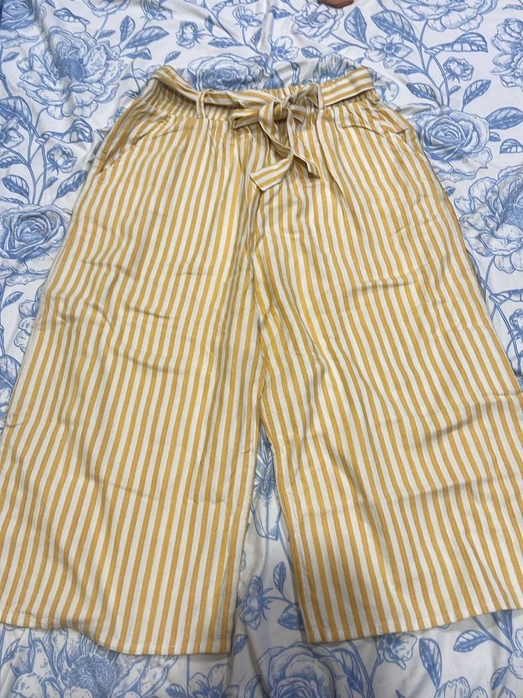 Striped Culottes with Tie Waist