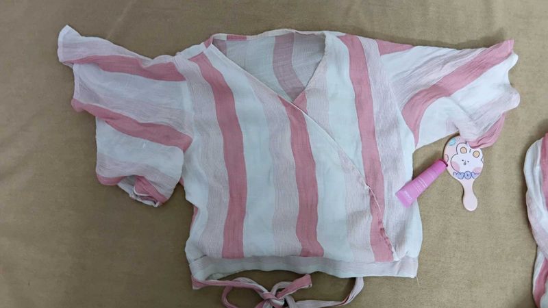 Striped y2k co-ord set with flared bottoms