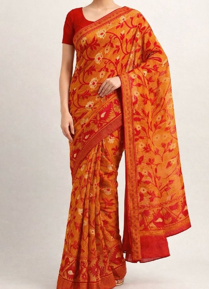 Vibrant Floral Print Saree