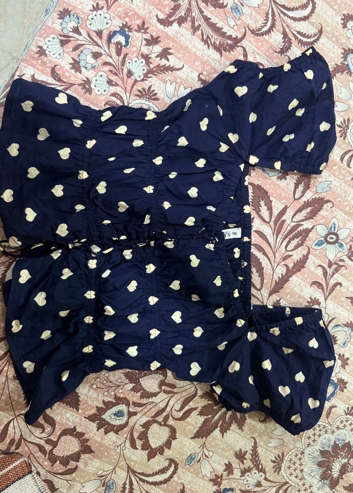 Cute Navy Heart Print Co-ord Set
