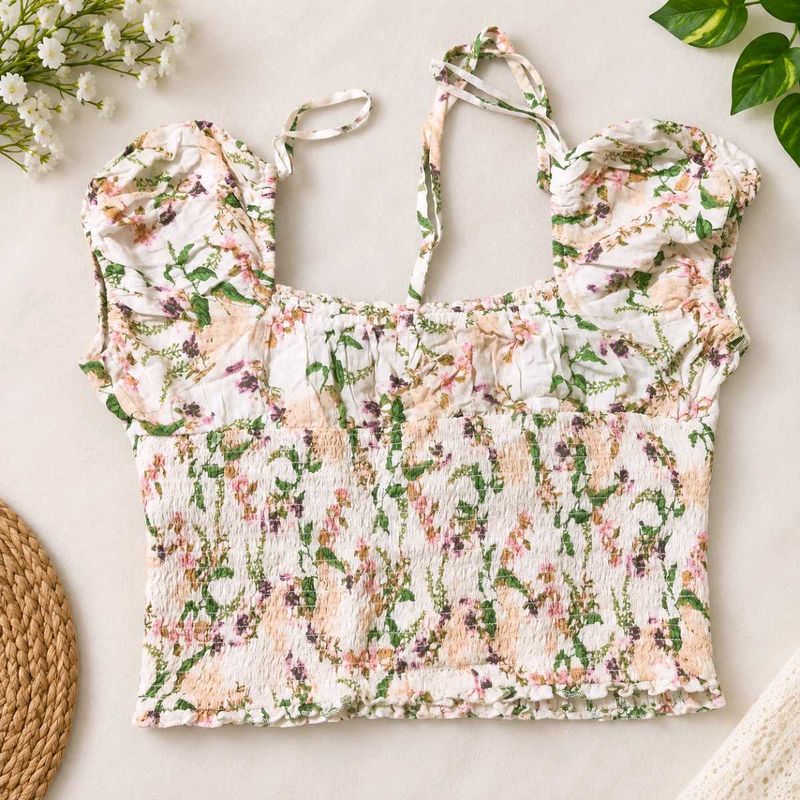 Floral Smocked Crop Top