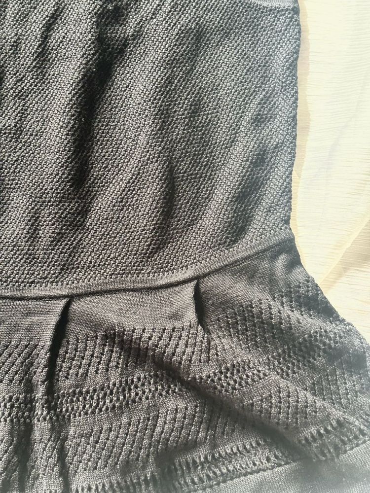 Chic Black Mesh Peplum Top