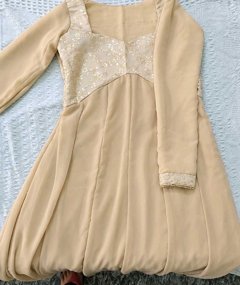 Elegant Beige Ethnic Gown