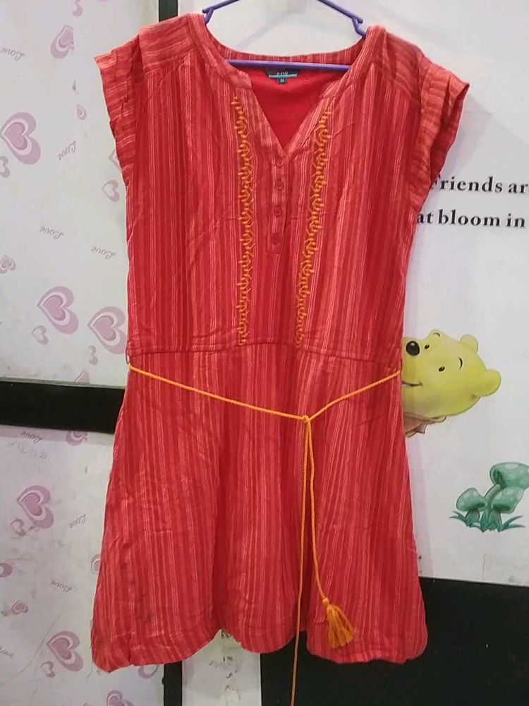 Coral Striped Dress