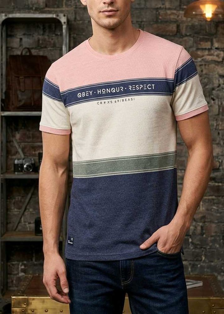 Trendy Colorblock T-Shirt Obey , Honour  Respect