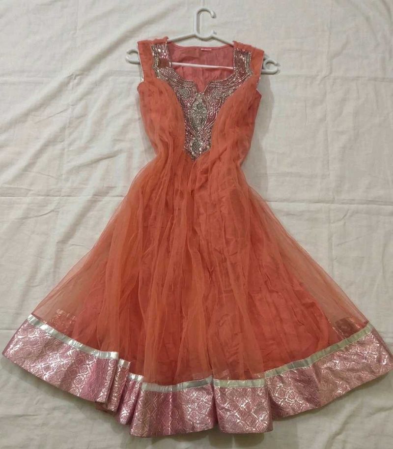 Elegant peach Anarkali Style Lehenga Choli