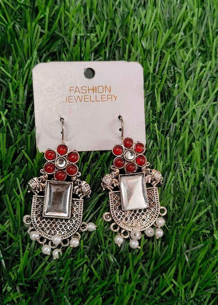 Ethnic Oxidized Silver Earrings