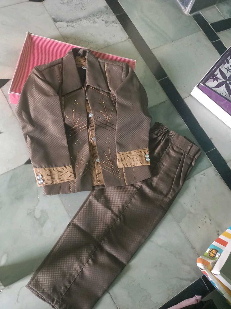 Boys Brown Ethnic Suit