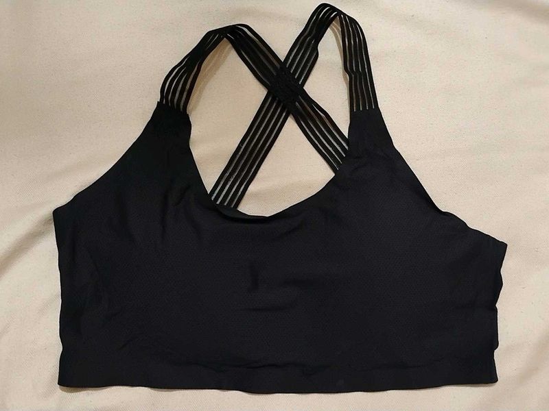 Padded Black Sports Bra with Criss-Cross Straps