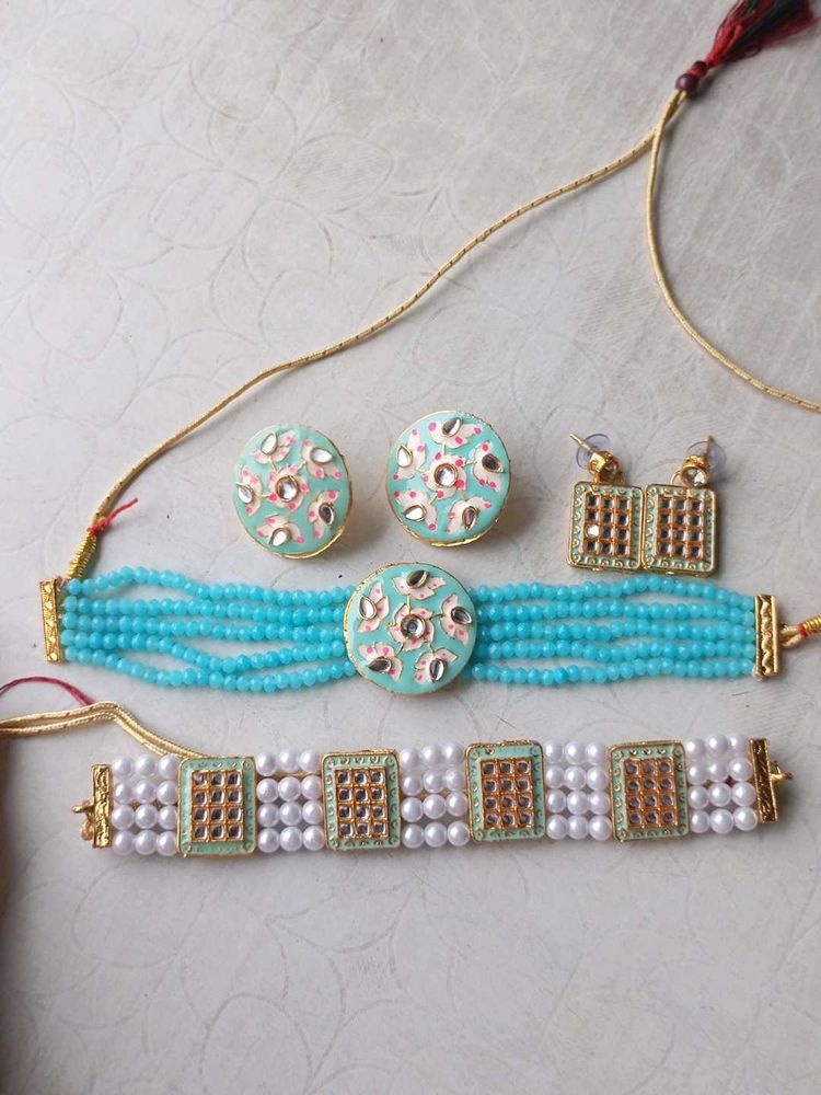 Indian Choker Necklace and Earring Set