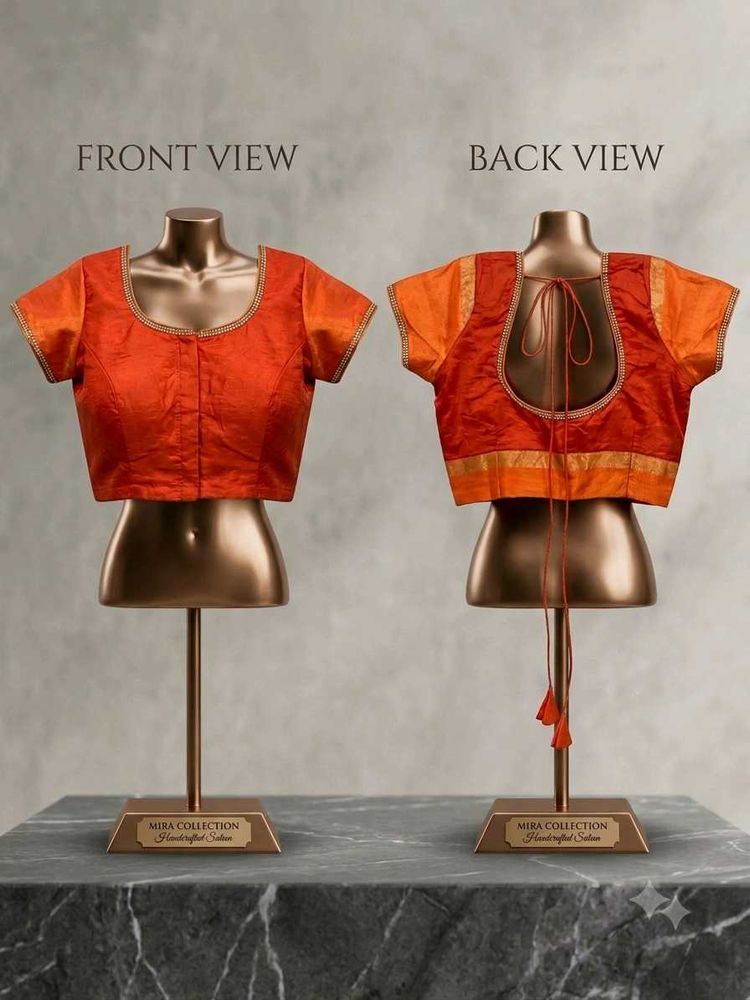 Rich Orange-Red with Gold Borders blouse