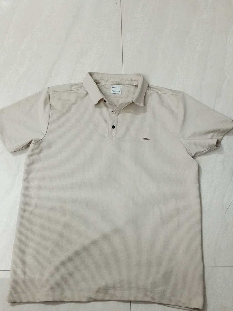 Men's Casual Beige Polo Shirt