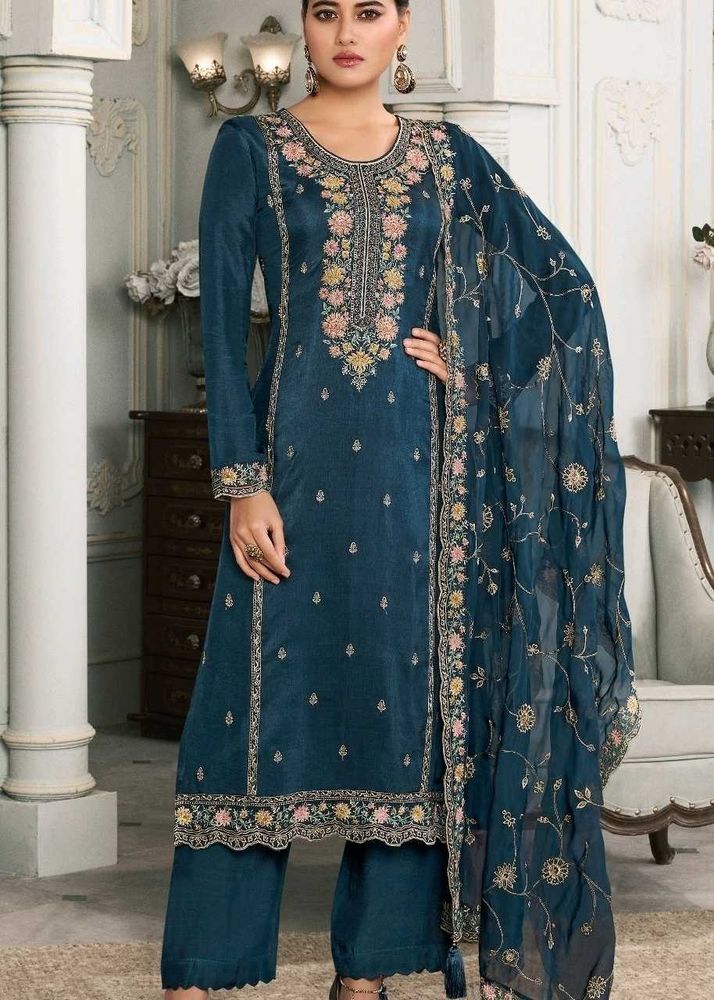 Elegant Teal Embroidered Salwar Kameez